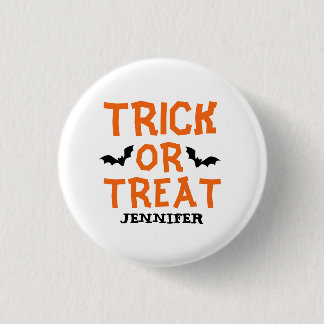 Trick Or Treat Custom Name Halloween 3 Cm Round Badge