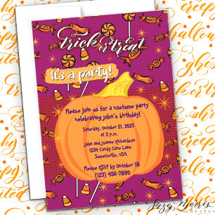 Trick or Treat Customisable Pumpkin Invite