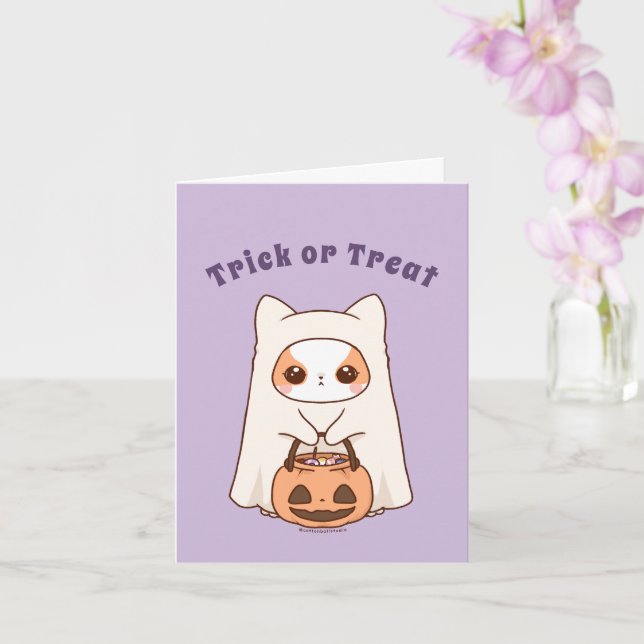 Trick or Treat Cute and Adorable Halloween Boo Card (Orchid)