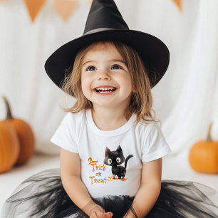 Trick or Treat cute Black Cat Halloween party Toddler T-Shirt