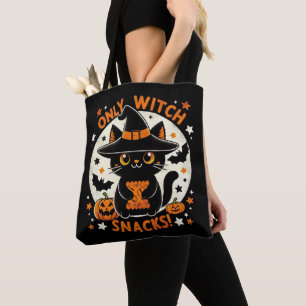 Trick or treat cute Cat Witch Tote Bag