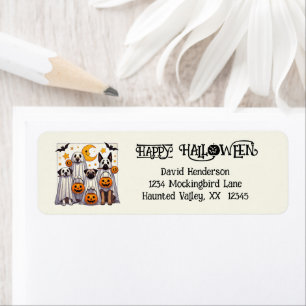 Trick or Treat Cute Dogs in Ghost Costumes