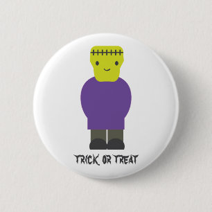 Trick or Treat- Cute Frankenstein 6 Cm Round Badge