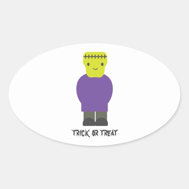 Trick or Treat- Cute Frankenstein Oval Sticker (Front)