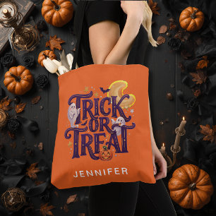 Trick or Treat Cute Ghost Orange Tote Bag