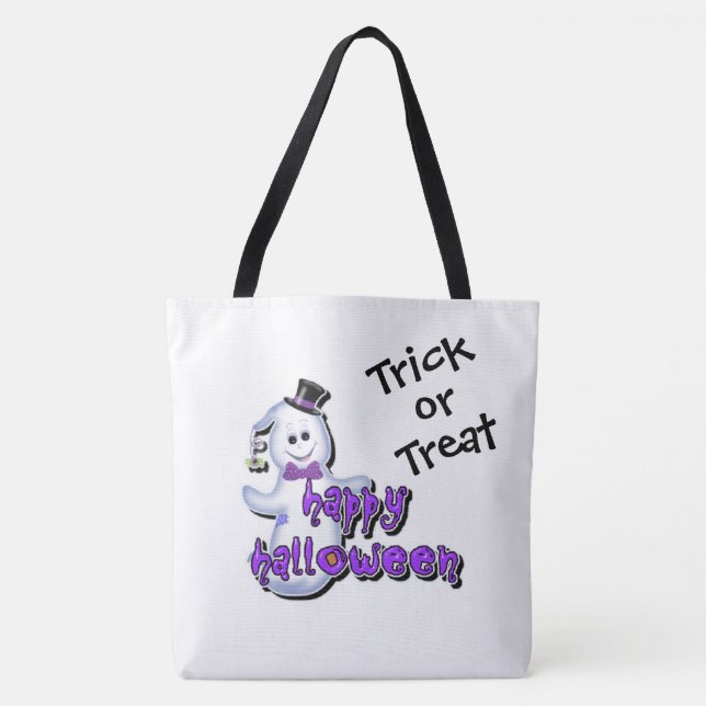 Trick or Treat Cute Ghost Tote Bag (Front)