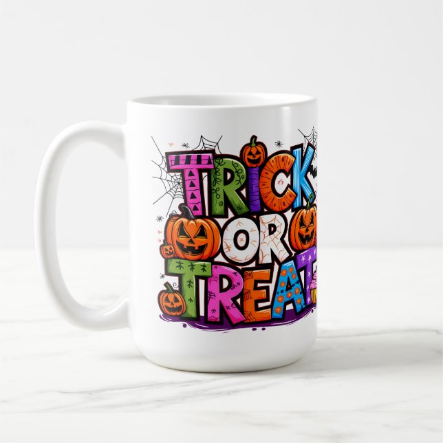 TRICK OR TREAT | Cute Halloween Bash Party Coffee Mug (Left)