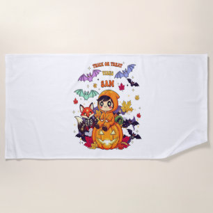 Trick or Treat Cute Halloween Beach Towel