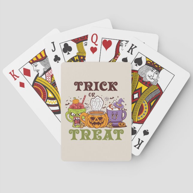 Trick Or Treat – Cute Halloween Coffee Brew Playing Cards (Back)
