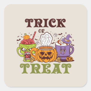 Trick Or Treat – Cute Halloween Coffee Brew Square Sticker