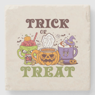 Trick Or Treat – Cute Halloween Coffee Brew Stone Coaster