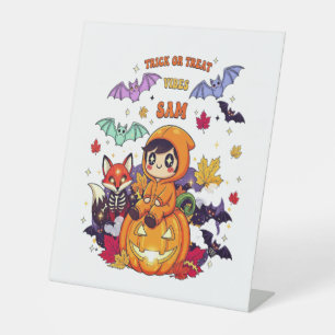 Trick or Treat Cute Halloween Pedestal Sign