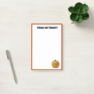 Trick or Treat Cute Halloween Pumpkin Cartoon Post-it Notes