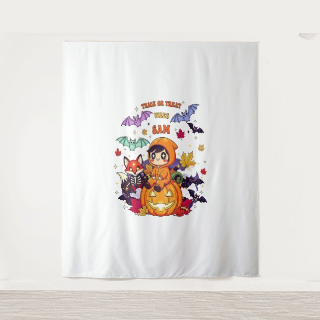 Trick or Treat Cute Halloween Tapestry (Front)