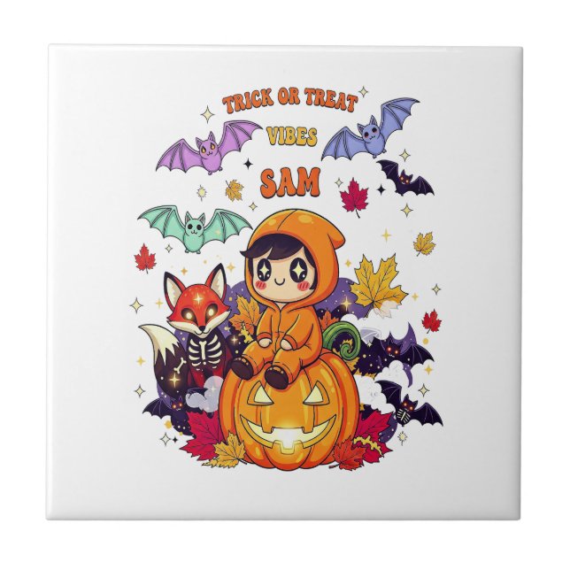 Trick or Treat Cute Halloween Tile (Front)