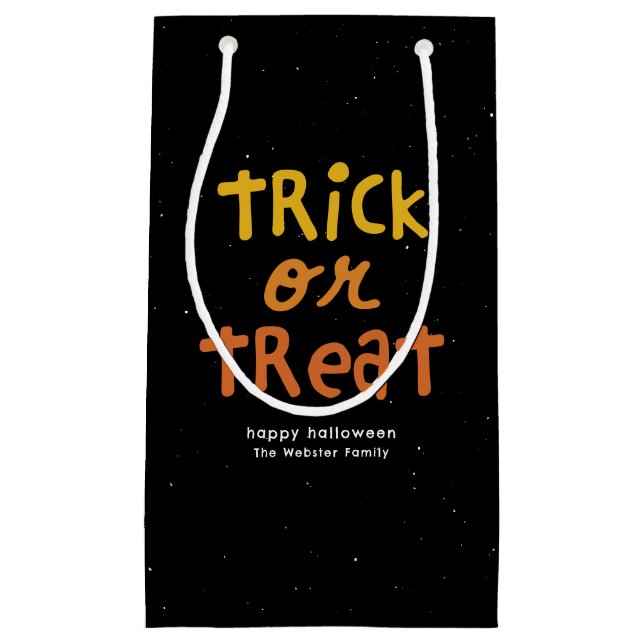 Trick or treat cute personalised Halloween party Small Gift Bag (Front)