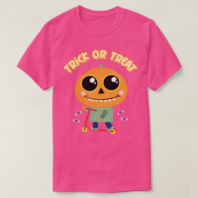 Trick or Treat Cute Pumpkin Boy Halloween Design T-Shirt (Design Front)