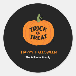 Trick or Treat Cute Pumpkin Halloween Sticker