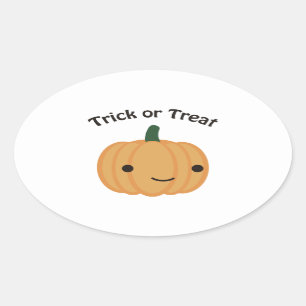 Trick or treat - Cute Pumpkin Oval Sticker