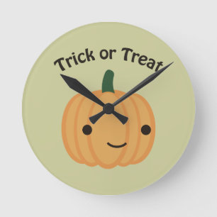 Trick or treat - Cute Pumpkin Round Clock