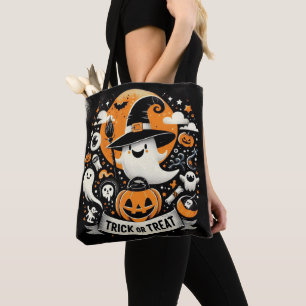 Trick or treat cute Witch Ghost Tote Bag