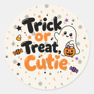 Trick or Treat Cutie Ghost Halloween Classic Round Sticker