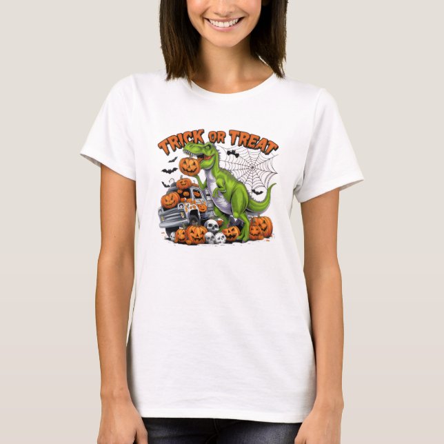 Trick or Treat Dinosaur Halloween T-Shirt (Front)