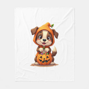 Trick or Treat Dog � Cute Halloween Puppy Shirt Fleece Blanket