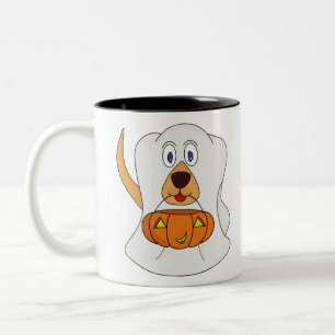 Trick or Treat Dog Ghost Halloween Costume Two-Tone Coffee Mug