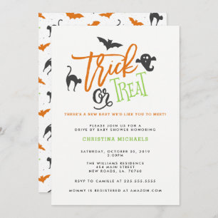 Trick or Treat Drive By Baby Shower Invitations