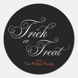 TRICK OR TREAT Elegant Black Halloween Sticker