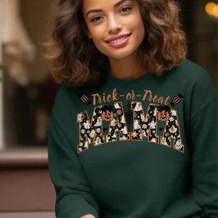Trick-or-Treat Floral Print Mama Sweatshirt