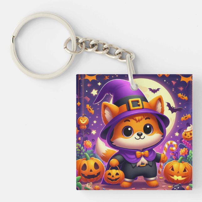 Trick or Treat Fox Key Ring (Front)