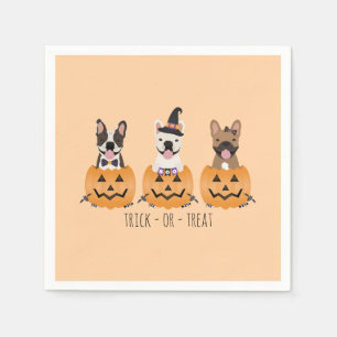 Trick Or Treat French Bulldogs Pumpkin Napkin