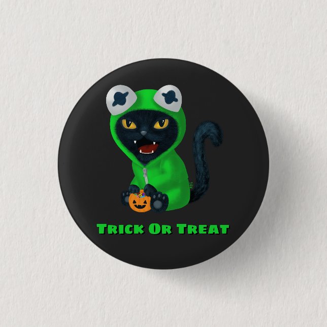 Trick or Treat Frog Cat Halloween Costume 3 Cm Round Badge (Front)