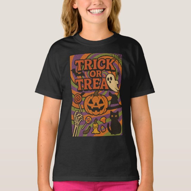 Trick or Treat Full Chest Halloween Clothes Unisex T-Shirt (Front)
