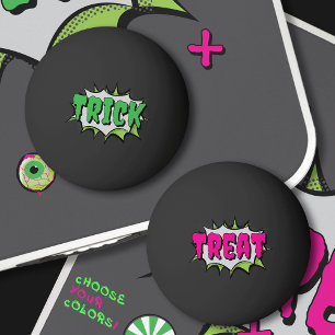 'Trick or Treat' Fun Halloween Comic Book Pop Art Ping Pong Ball