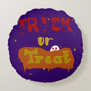 Trick or Treat Funny Boo Halloween Round Cushion