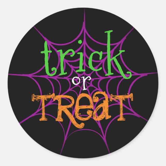 Trick or Treat Funny Halloween Classic Round Sticker (Front)