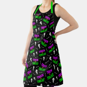 Trick or Treat Ghost and Bones Halloween Apron