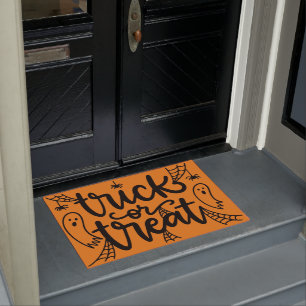 Trick or Treat Ghost and Spiders Doormat