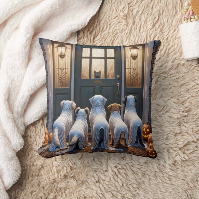 Trick or Treat Ghost Dogs Cushion (Blanket)