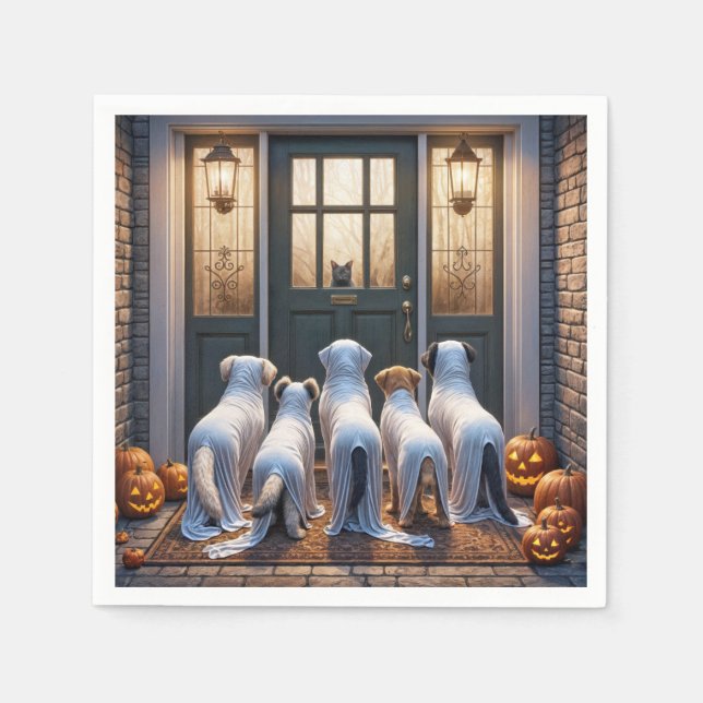 Trick or Treat Ghost Dogs Napkin (Front)