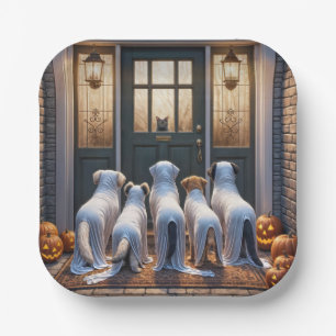 Trick or Treat Ghost Dogs Paper Plate