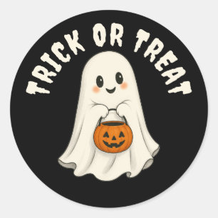 Trick or Treat Ghost Halloween Classic Round Sticker