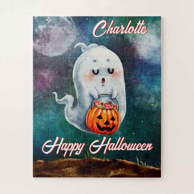 Trick or Treat, Ghosts Are Sweet Happy Halloween Jigsaw Puzzle (Vertical)