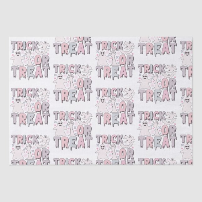 Trick or Treat Ghosts Cute White Halloween Tissue Paper (Front)