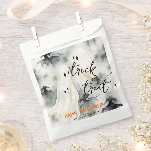 Trick Or Treat Ghosts Personalised Happy Halloween Favour Bags (Clipped)
