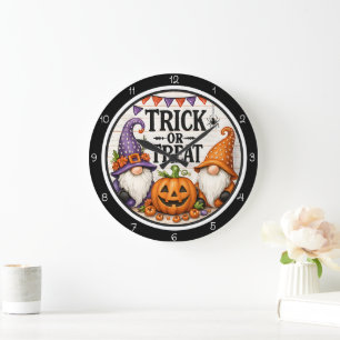 Trick or Treat Gnome Halloween Large Clock