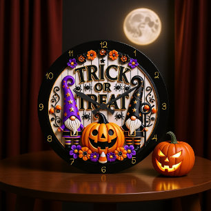 Trick Or Treat Gnome Large Clock